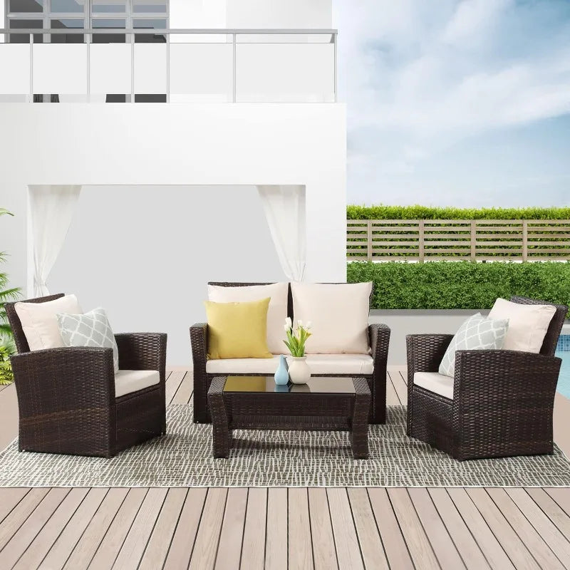Wisteria Lane 4 Piece Outdoor Patio Furniture Sets - Complete Outdoor Furniture